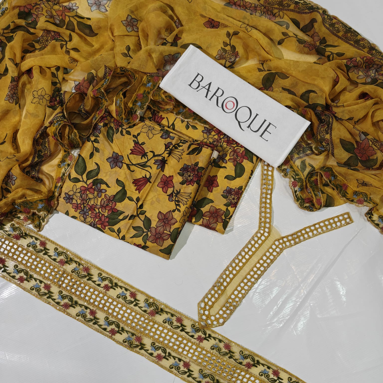 Baroque Printed Embroidered Lawn 3PC Unstitched Memon Clothes
